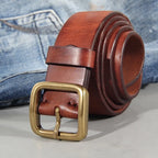 Brass Buckle Leather Belt
