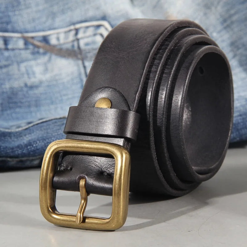 Brass Buckle Leather Belt