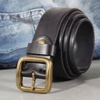 Brass Buckle Leather Belt