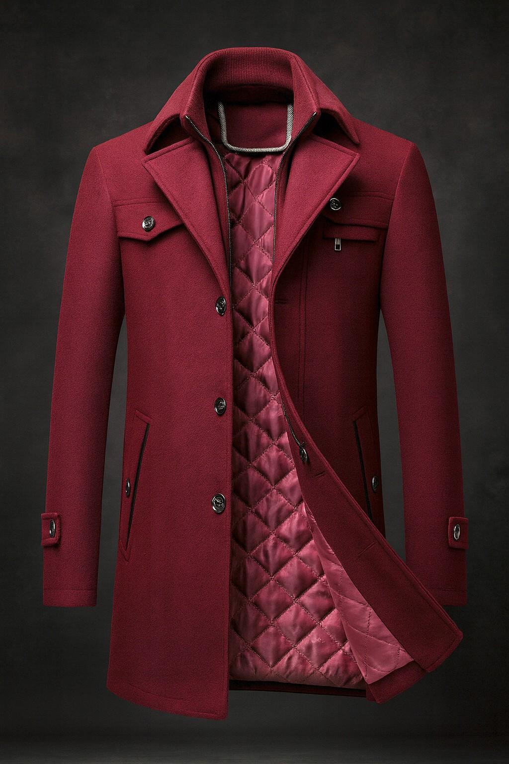 Textured Collar Lined Winter Coat