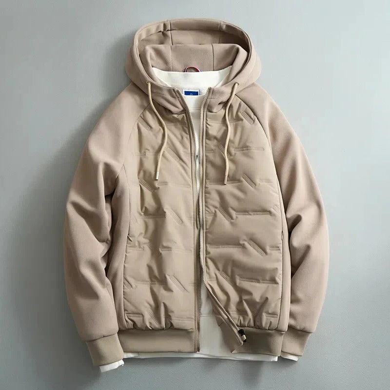Waterproof Quilted Panel Hooded Jacket