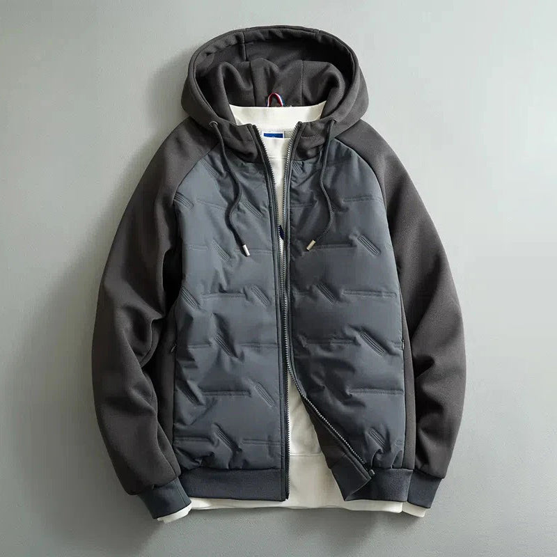 Waterproof Quilted Panel Hooded Jacket