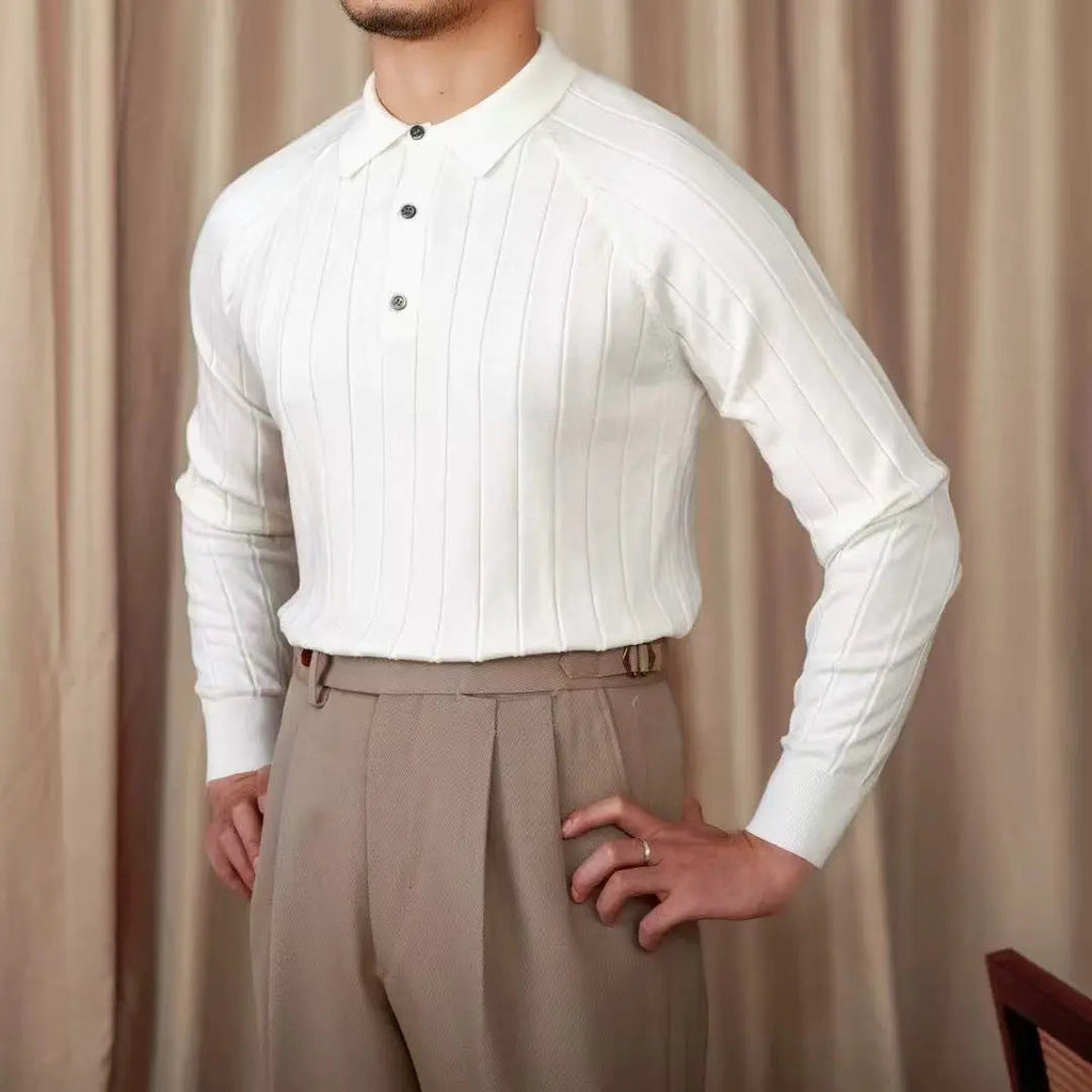 Ribbed Knit Polo Jumper