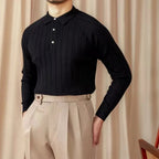 Ribbed Knit Polo Jumper