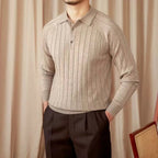 Ribbed Knit Polo Jumper