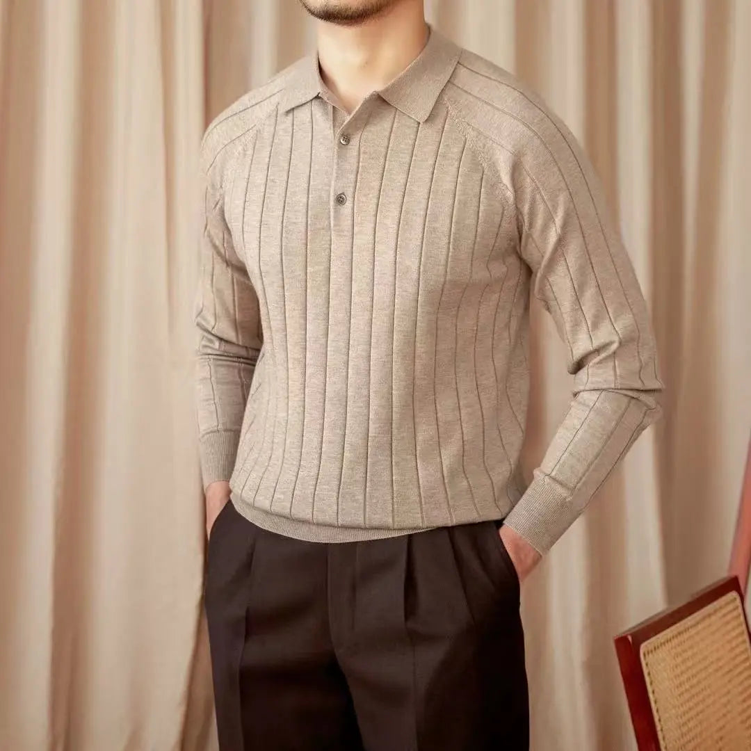 Ribbed Knit Polo Jumper