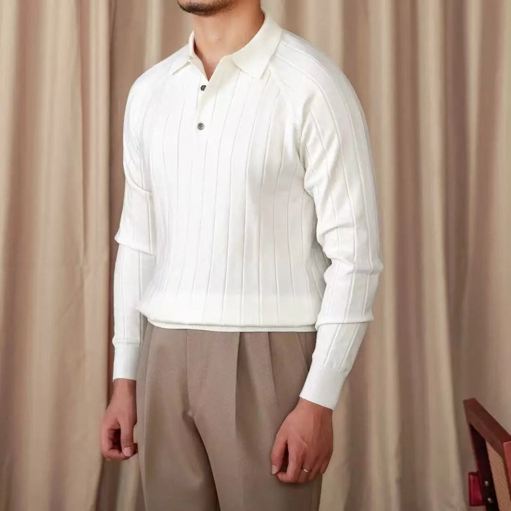 Ribbed Knit Polo Jumper