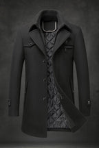 Textured Collar Lined Winter Coat