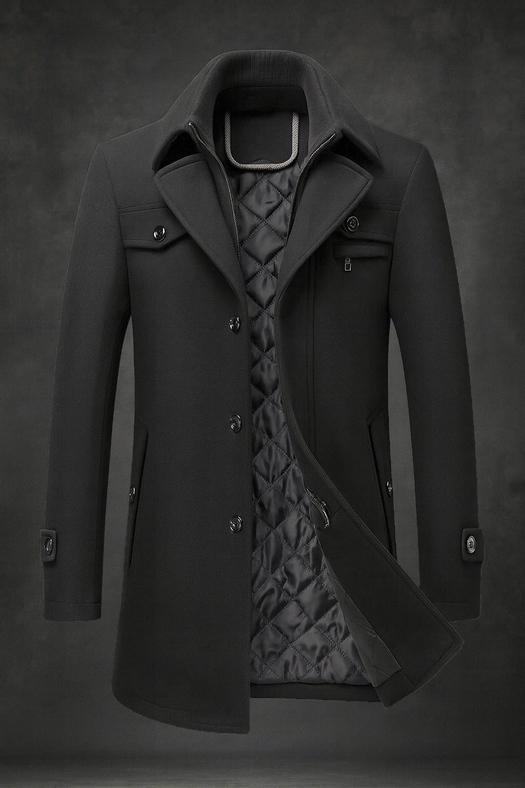 Textured Collar Lined Winter Coat