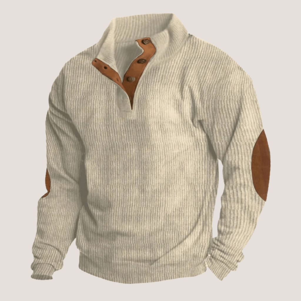 Ribbed Knit Elbow Patch Sweater