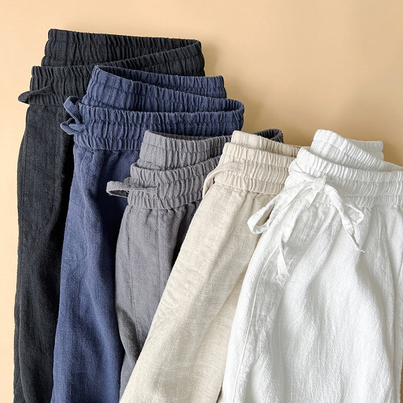 Relaxed Linen Drawstring Trousers