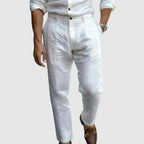 Cotton Linen Blend Tailored Trousers