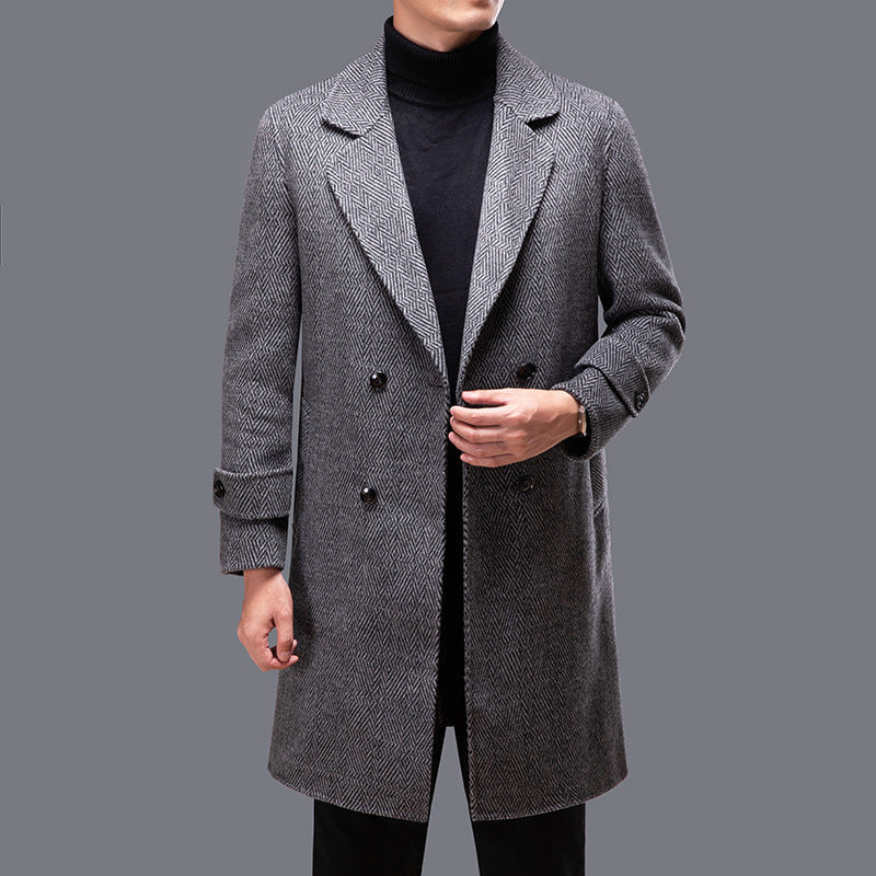 Notched Lapel Wool Blend Coat