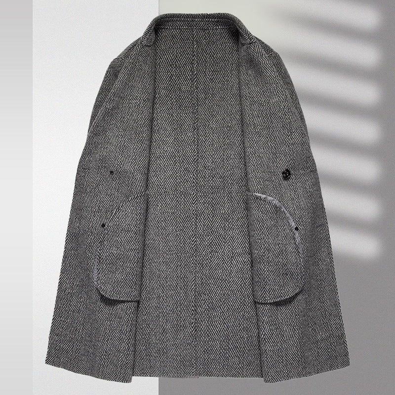Notched Lapel Wool Blend Coat
