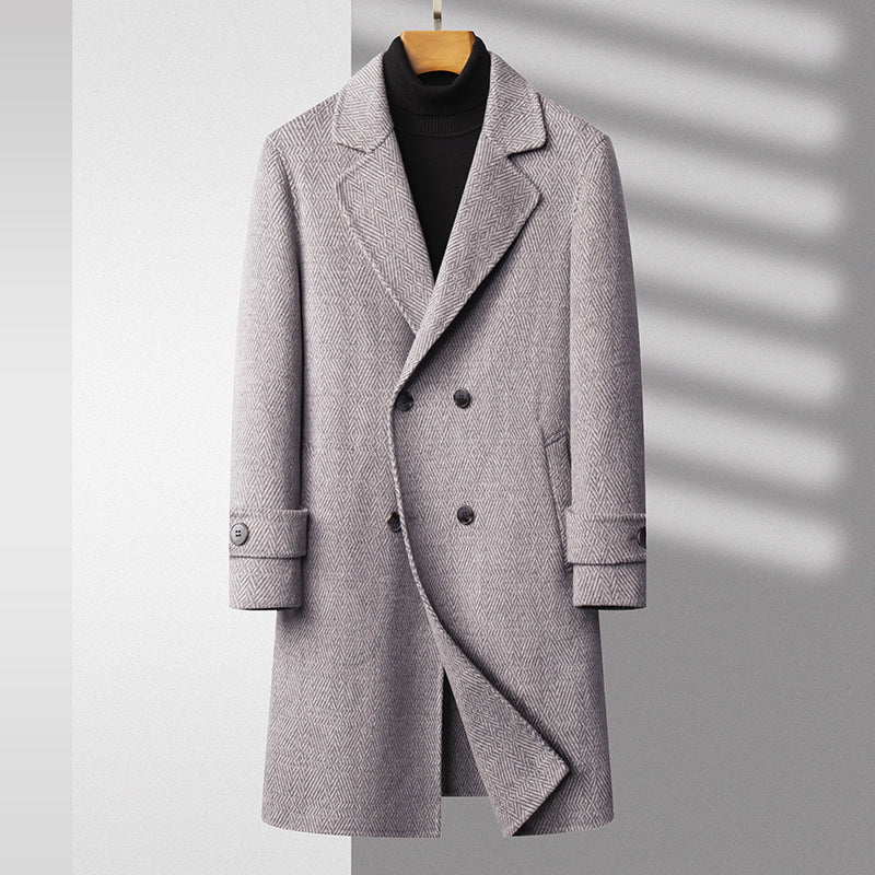 Notched Lapel Wool Blend Coat