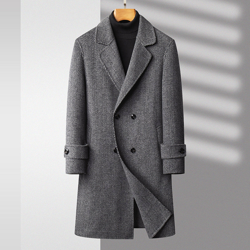 Notched Lapel Wool Blend Coat