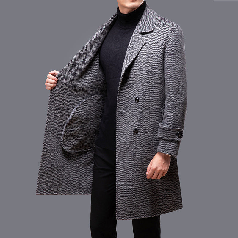 Notched Lapel Wool Blend Coat