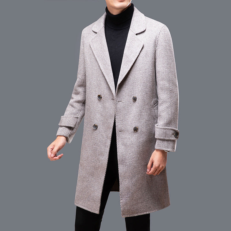 Notched Lapel Wool Blend Coat