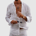 Open-Collar Linen Shirt