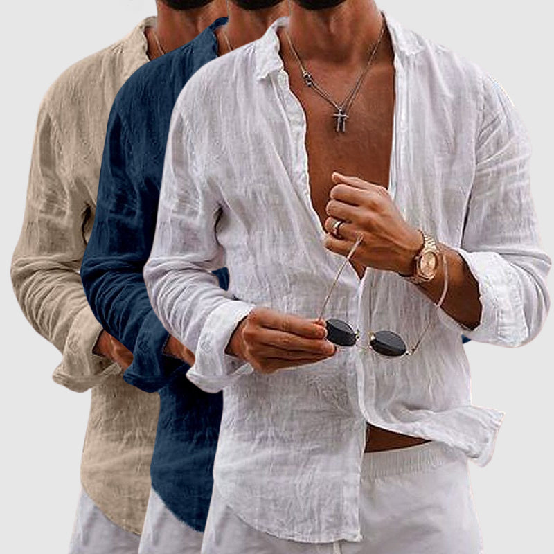 Open-Collar Linen Shirt