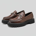 Men's Leather Platform Buckle Loafers - Secranzo