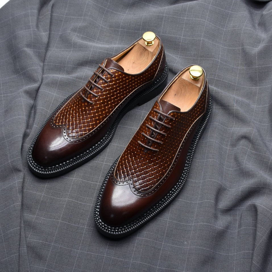 Woven Leather Oxford Shoes