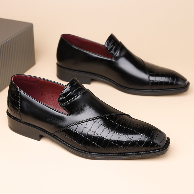 Croc-Embossed Leather Loafers