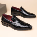 Croc-Embossed Leather Loafers
