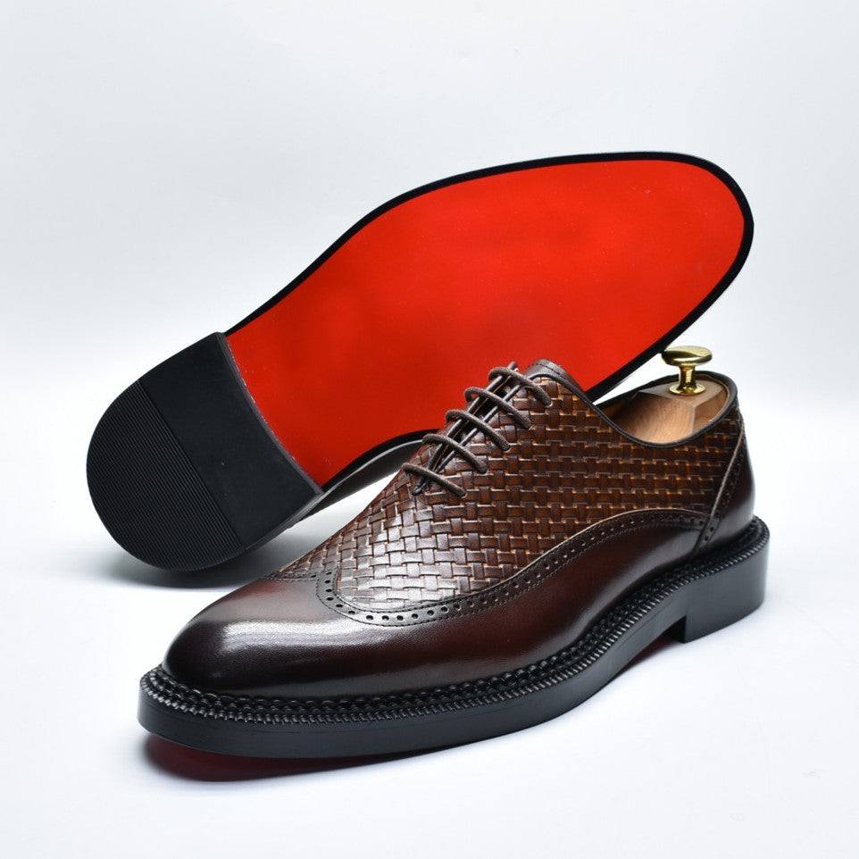 Woven Leather Oxford Shoes