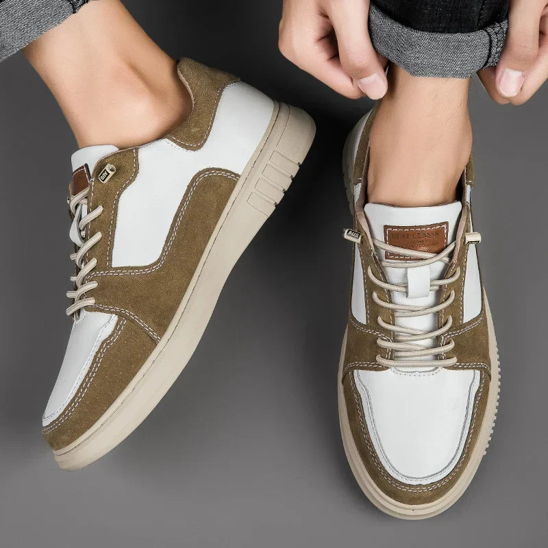 Split Leather Slip-On Sneakers