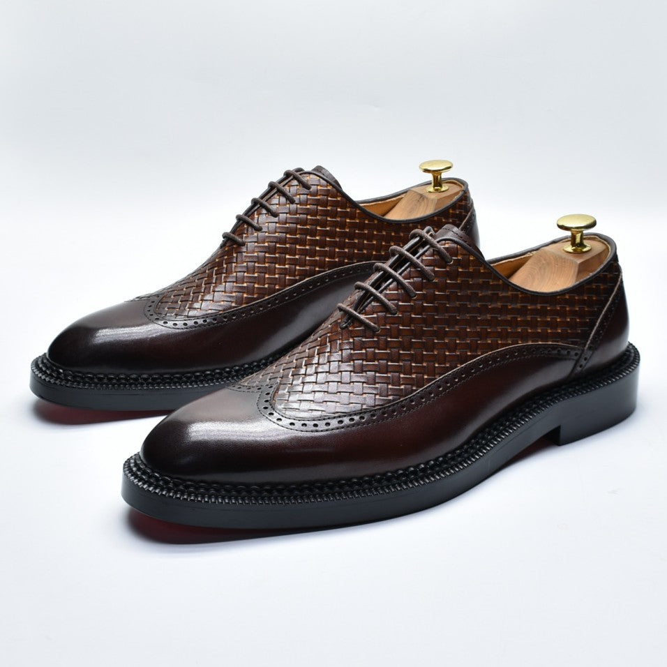 Woven Leather Oxford Shoes