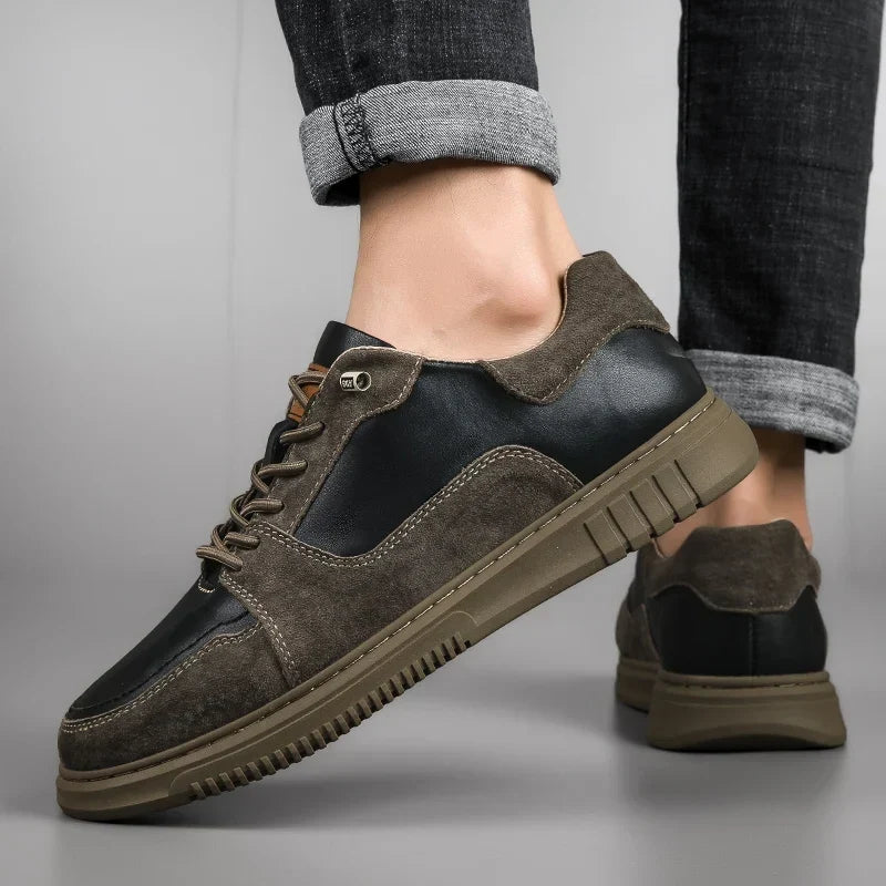 Split Leather Slip-On Sneakers