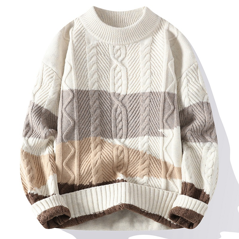Cable Knit Ombre Stripe Sweater