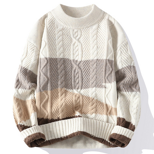 Cable Knit Ombre Stripe Sweater