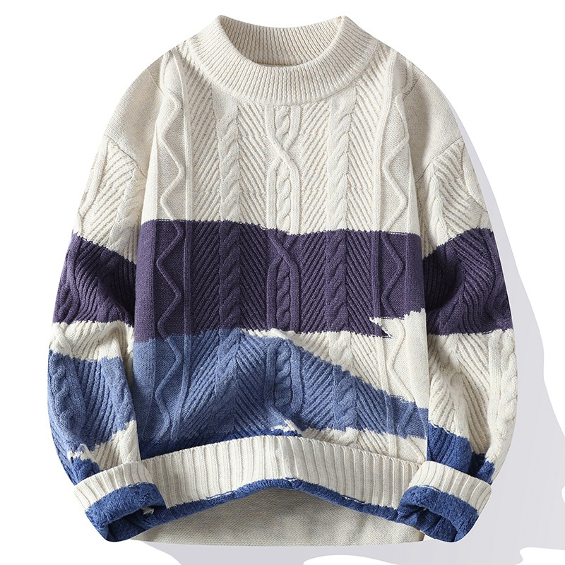 Cable Knit Ombre Stripe Sweater