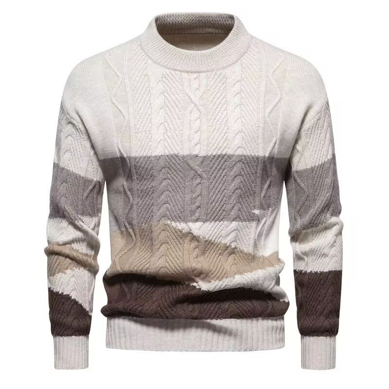 Cable Knit Ombre Stripe Sweater