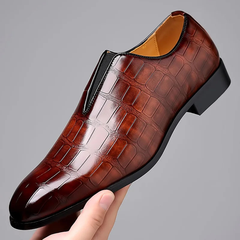Polished Stretch Leather Loafers