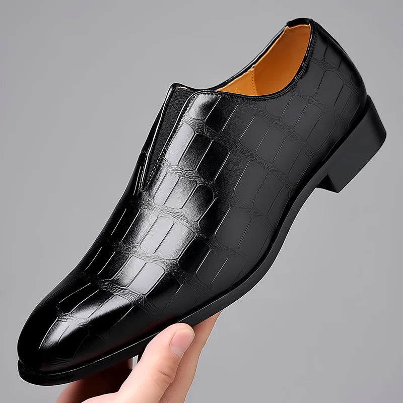 Polished Stretch Leather Loafers