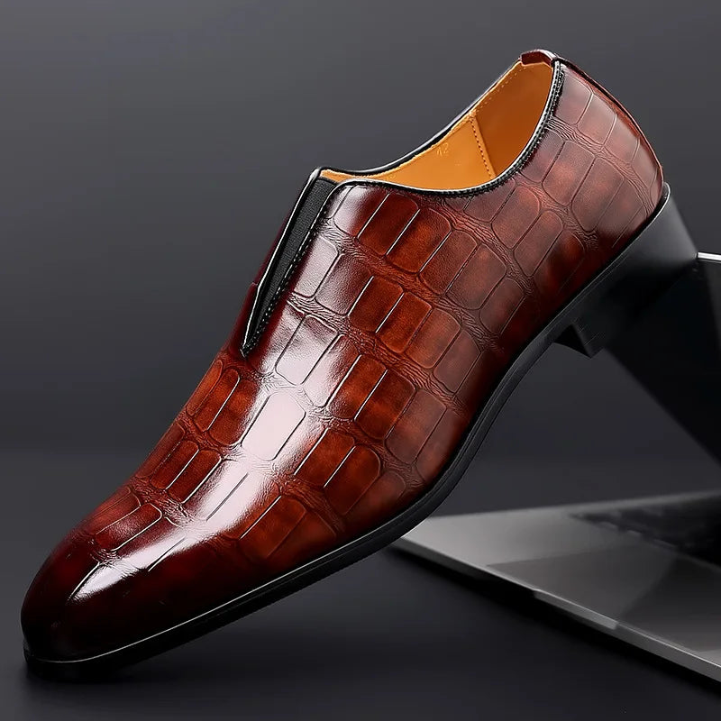 Polished Stretch Leather Loafers
