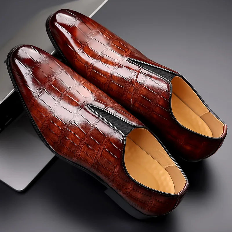 Polished Stretch Leather Loafers