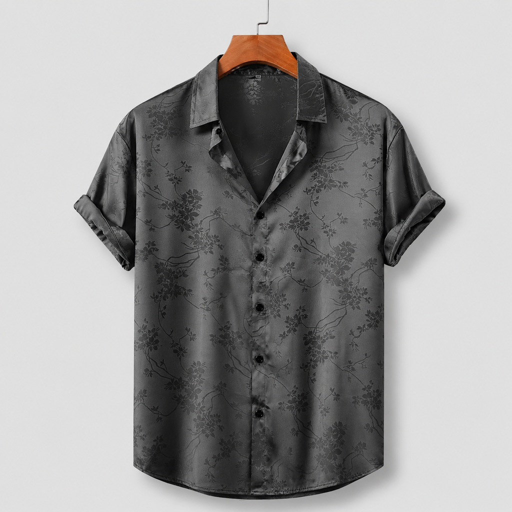 Floral Satin Short-Sleeve Shirt