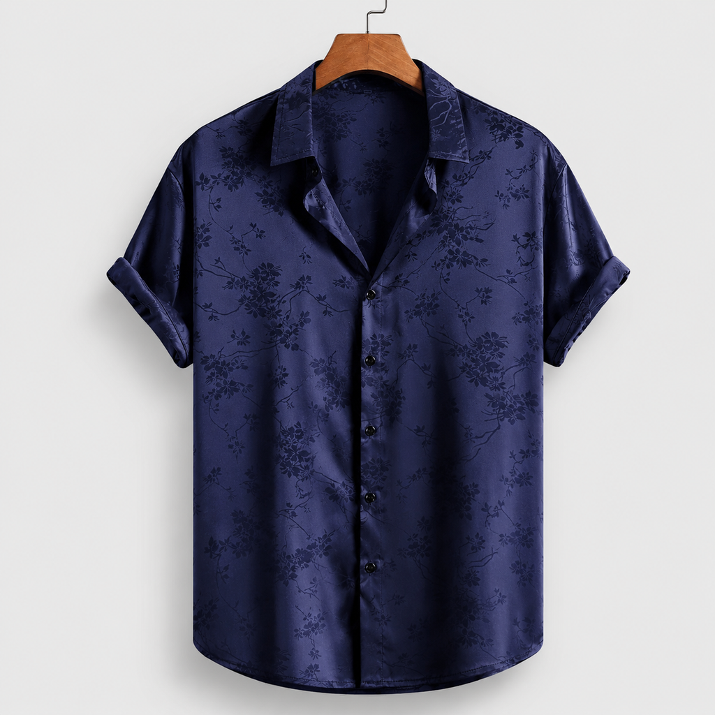 Floral Satin Short-Sleeve Shirt