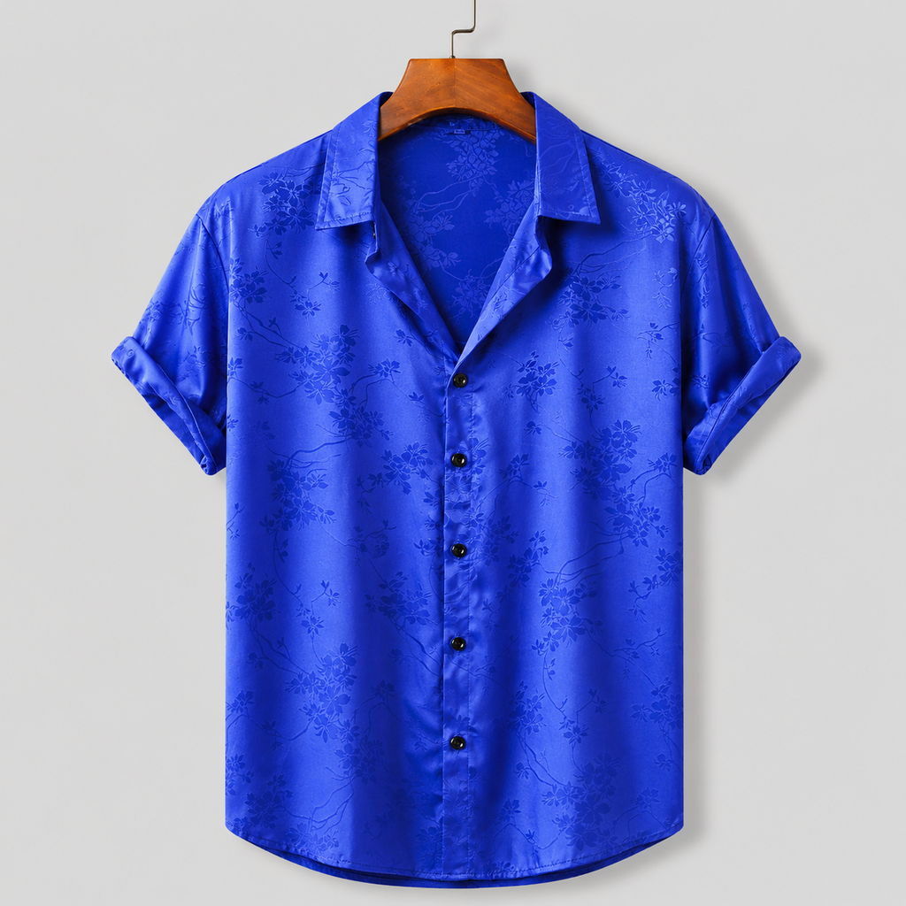 Floral Satin Short-Sleeve Shirt