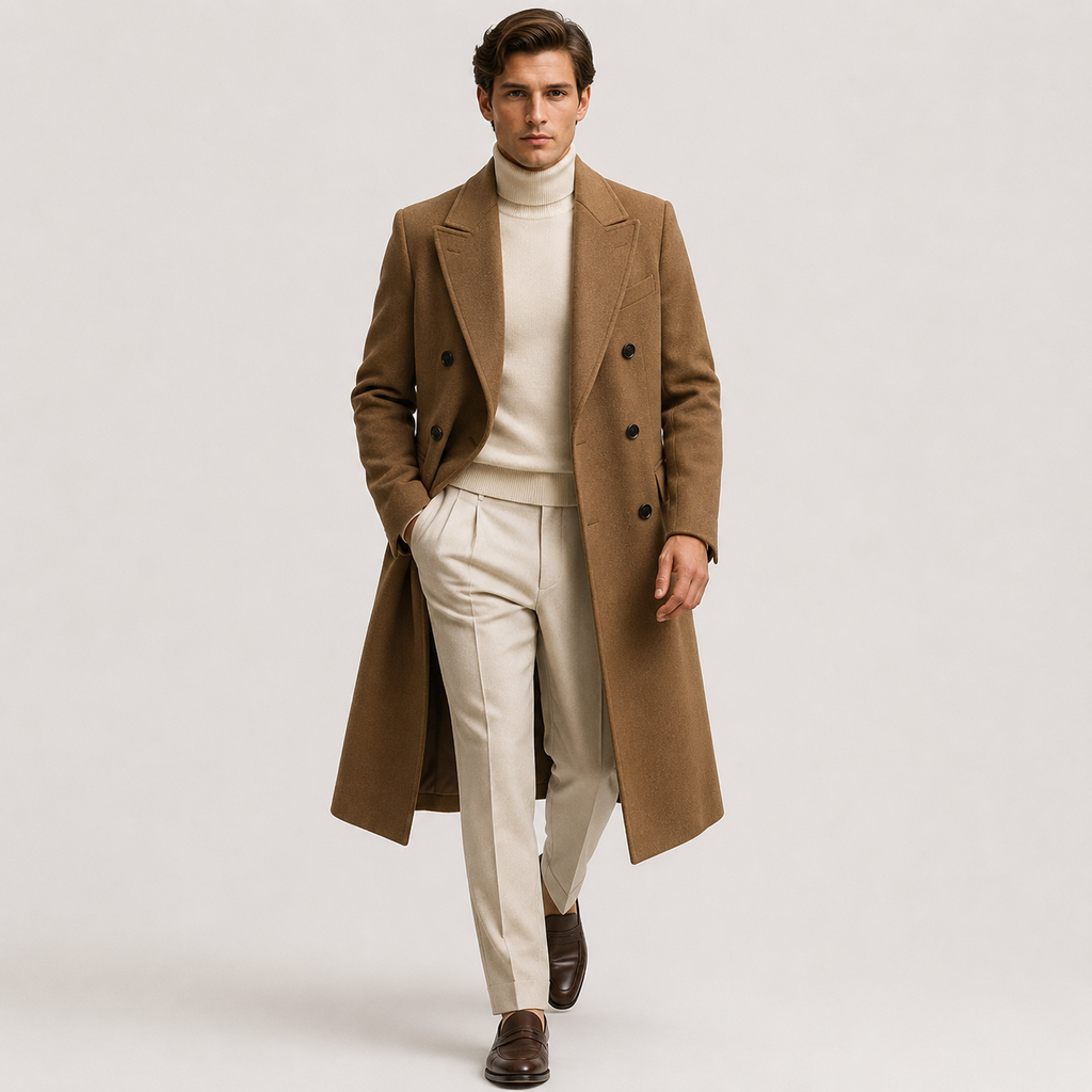 Double-Breasted Wool Overcoat