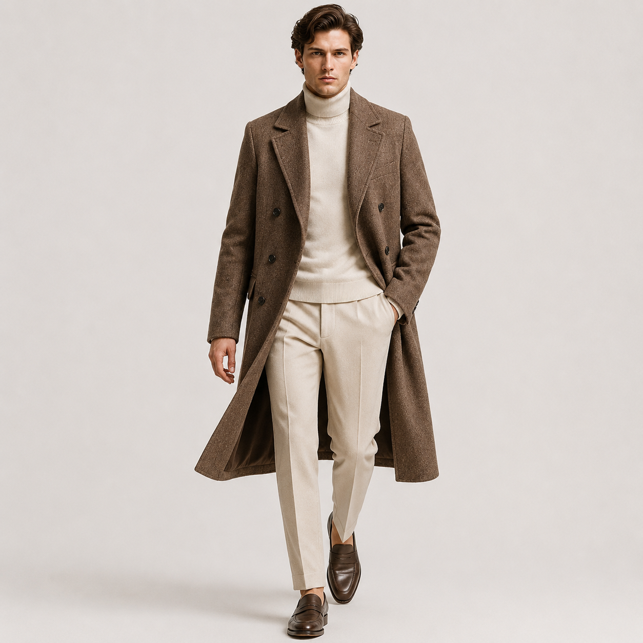 Double-Breasted Wool Overcoat