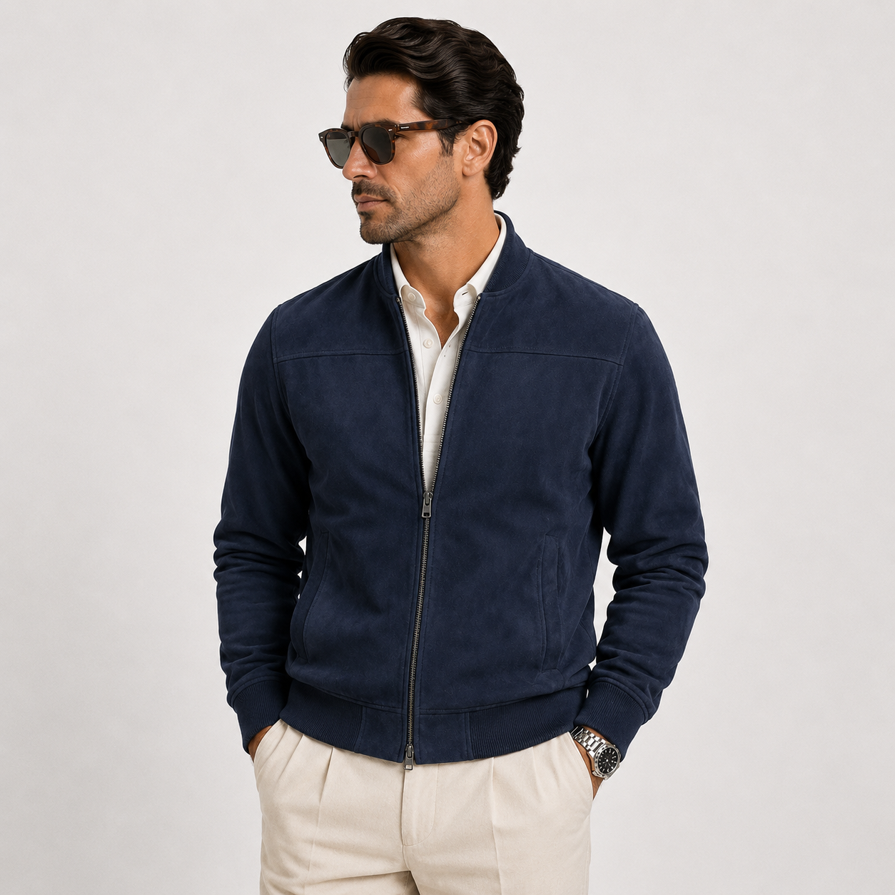 Suede-Look Bomber Jacket