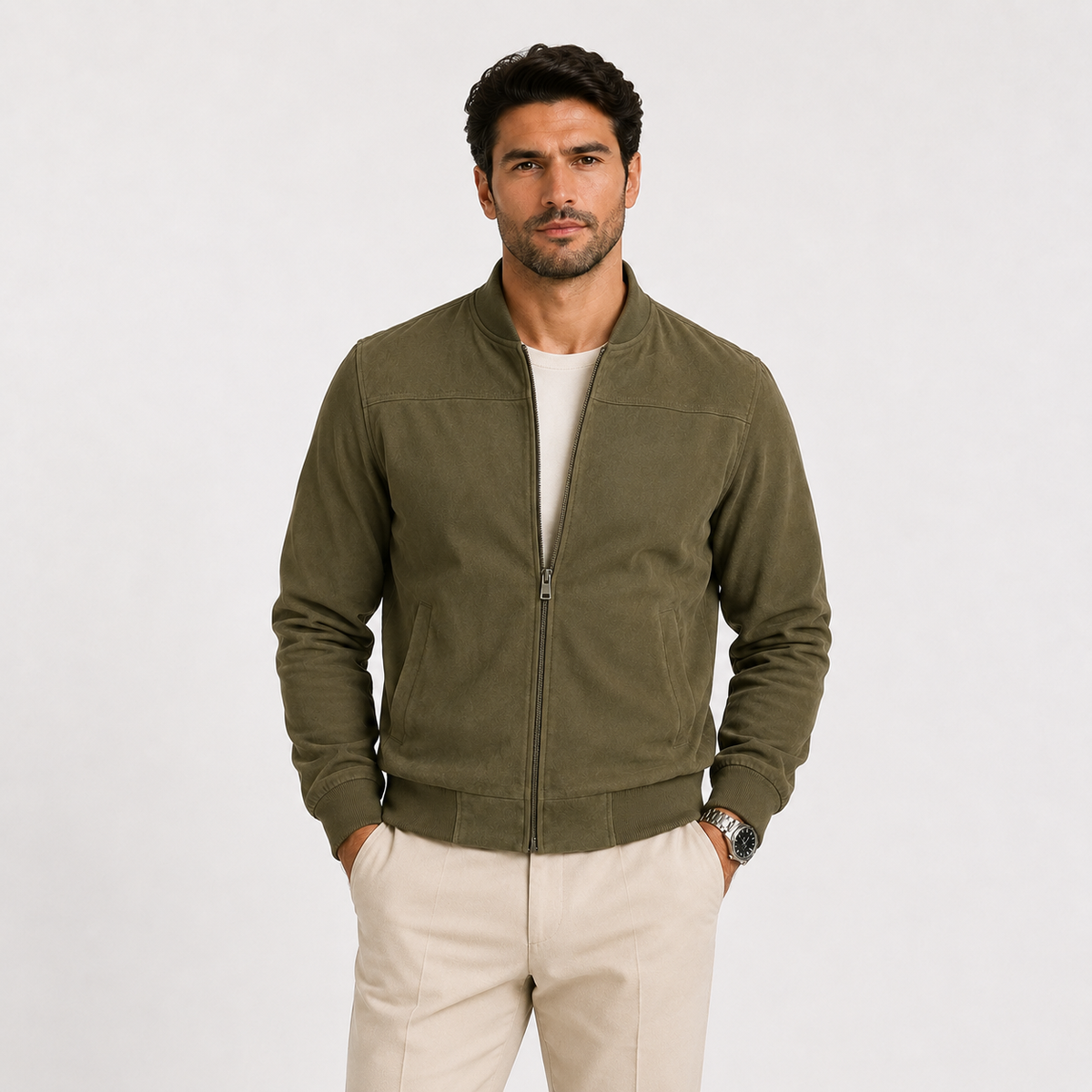 Suede-Look Bomber Jacket