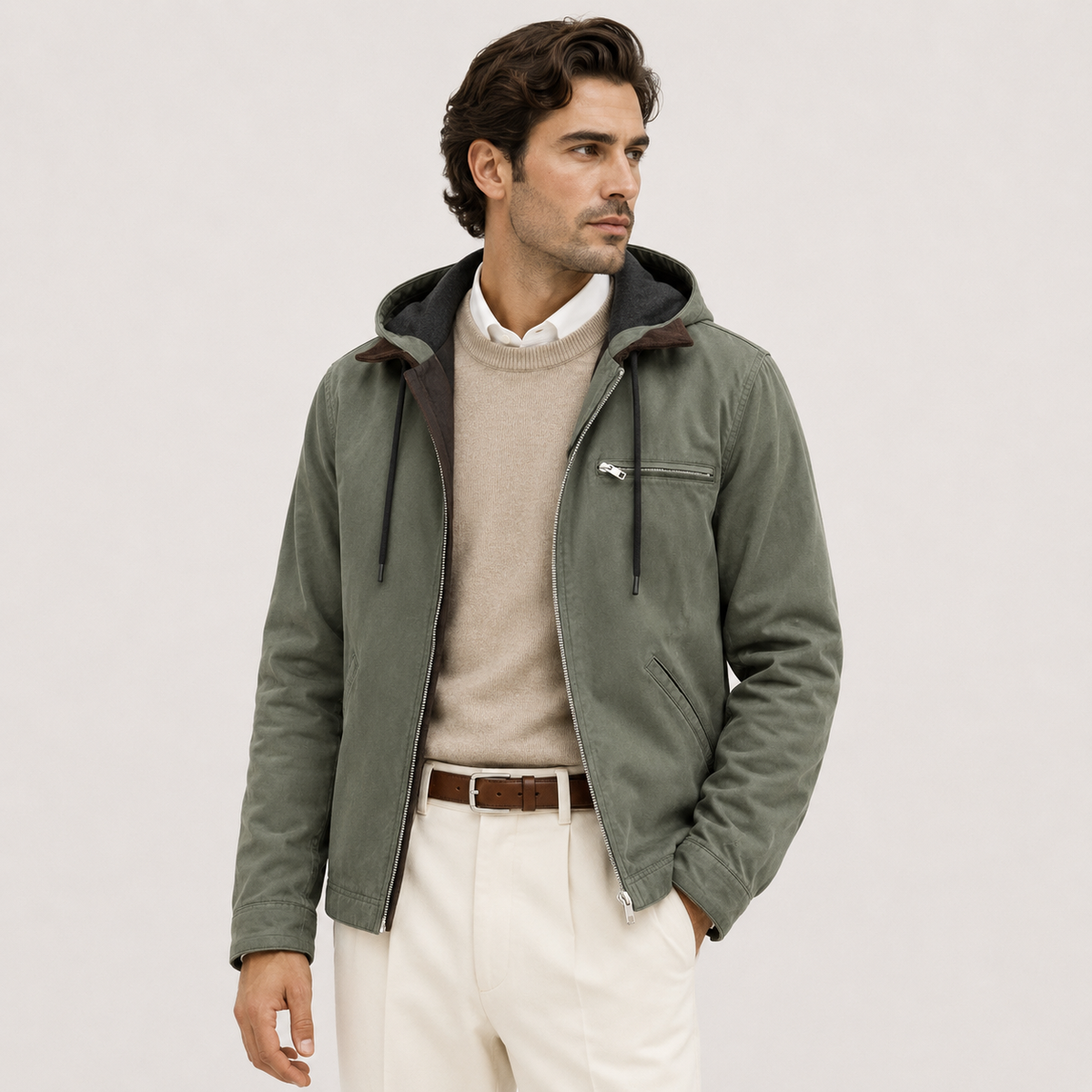 Fleece-Lined Hooded Jacket