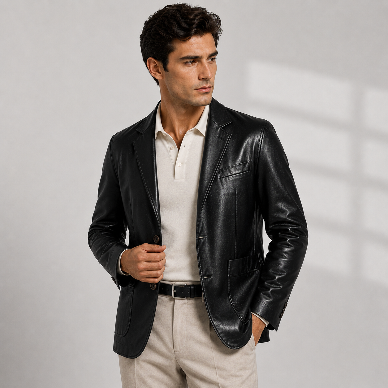Leather-Look Blazer Jacket