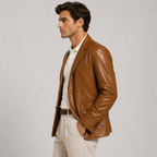 Leather-Look Blazer Jacket